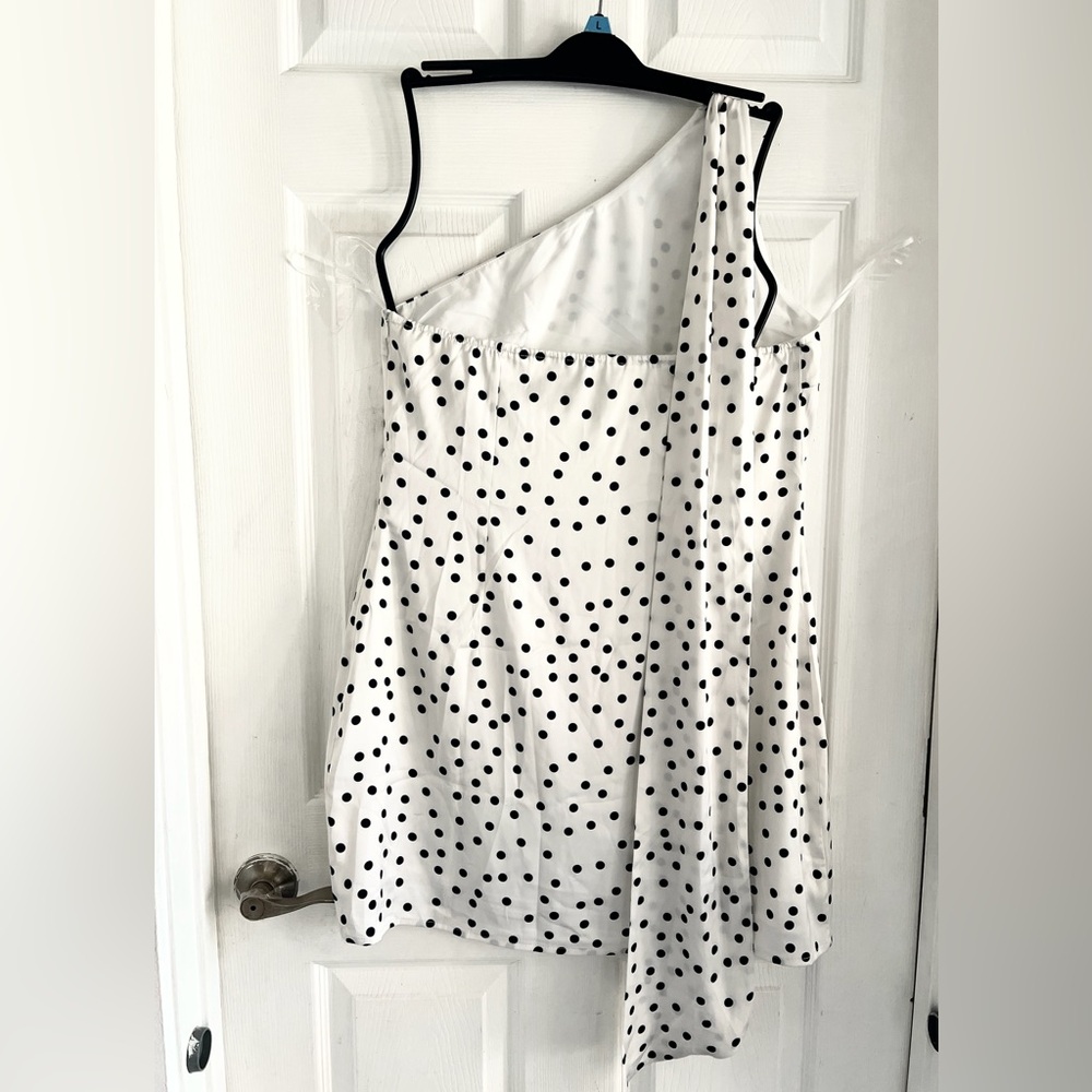 Commense Satin Polka Dot Asymmetrical Dress - Picture 10 of 12